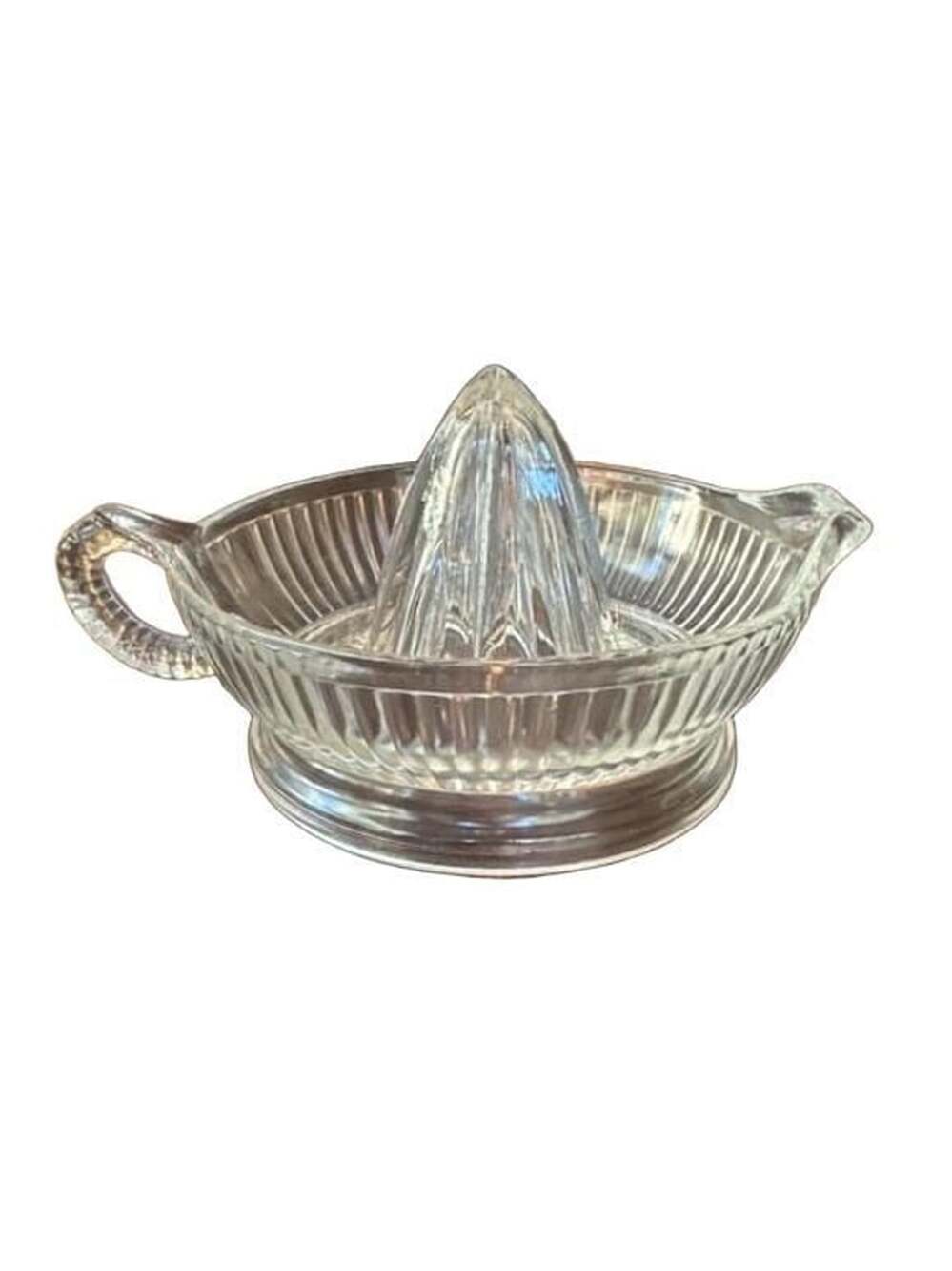 Vintage Heavy Glass Hand Juicer Reamer -Juice Oranges Limes Lemons 6"